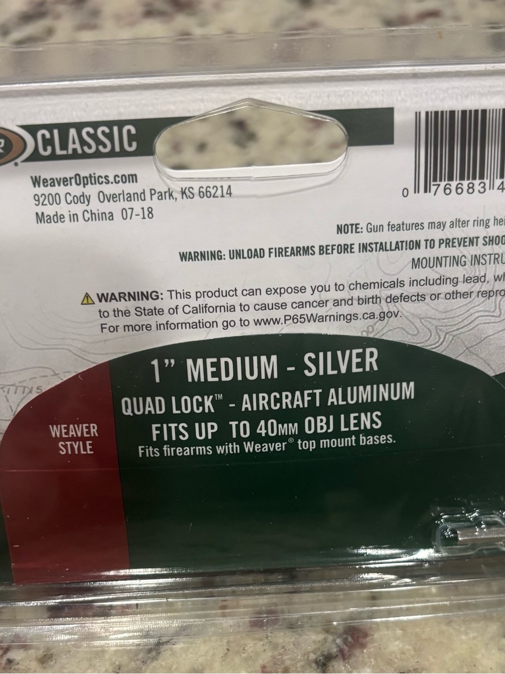 Weaver Quad Lock Scope Rings - Picture 4 of 5